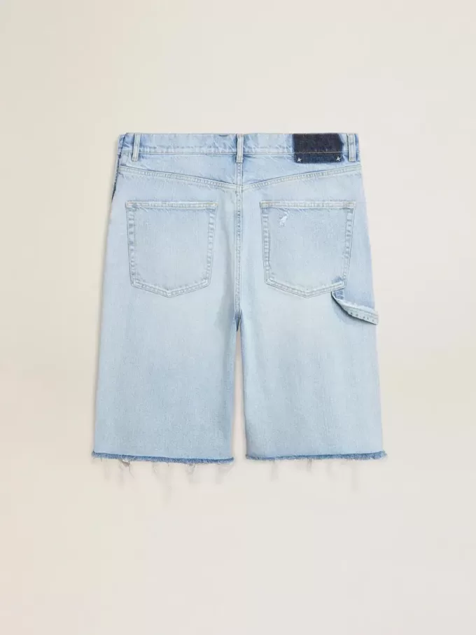 Bermudas de denim para hombre con efecto desgastado Bermudas de denim para hombre con efecto desgastado