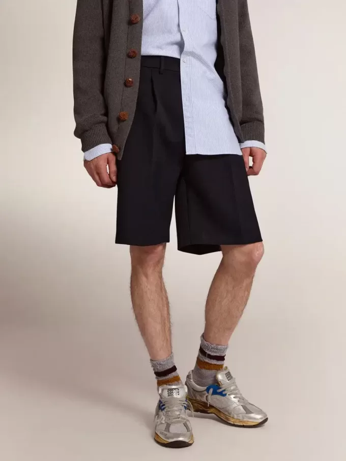 Bermudas de hombre en lana azul oscuro Bermudas de hombre en lana azul oscuro