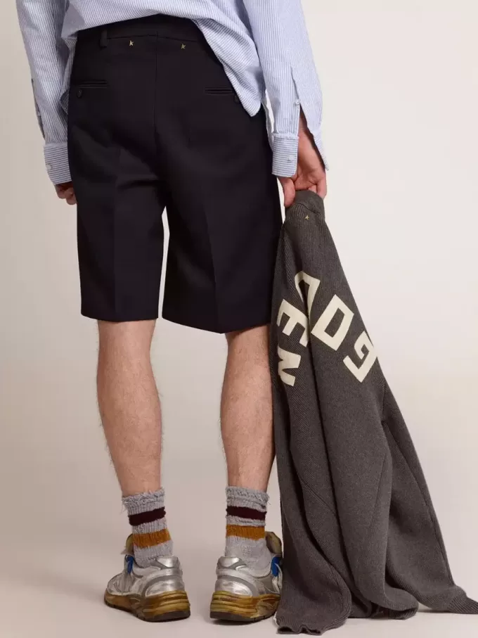 Bermudas de hombre en lana azul oscuro Bermudas de hombre en lana azul oscuro