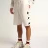 Bermudas vintage blancas para hombre con estrellas negras en contraste Bermudas vintage blancas para hombre con estrellas negras en contraste