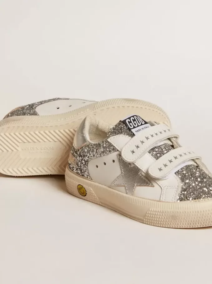 Bio-based May Teen en purpurina con estrella plateada y lengüeta en el talón Bio-based May Teen en purpurina con estrella plateada y lengüeta en el talón