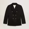 Blazer azul oscuro de doble botonadura para mujer Blazer azul oscuro de doble botonadura para mujer