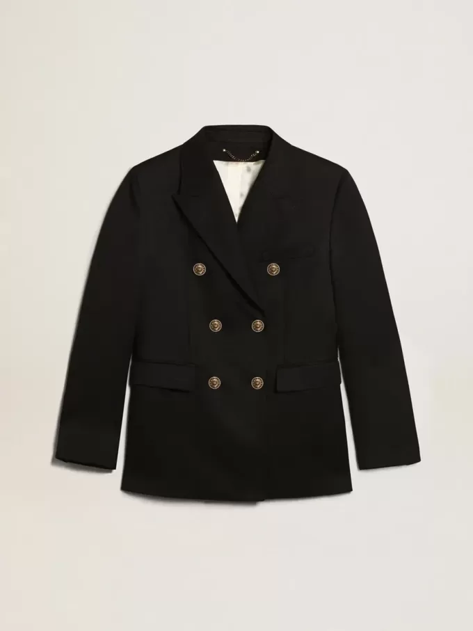 Blazer azul oscuro de doble botonadura para mujer Blazer azul oscuro de doble botonadura para mujer