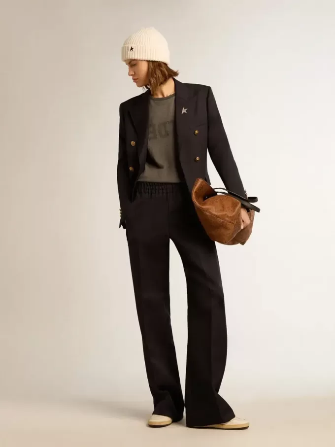 Blazer azul oscuro de doble botonadura para mujer Blazer azul oscuro de doble botonadura para mujer