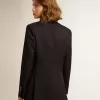 Blazer azul oscuro de doble botonadura para mujer Blazer azul oscuro de doble botonadura para mujer