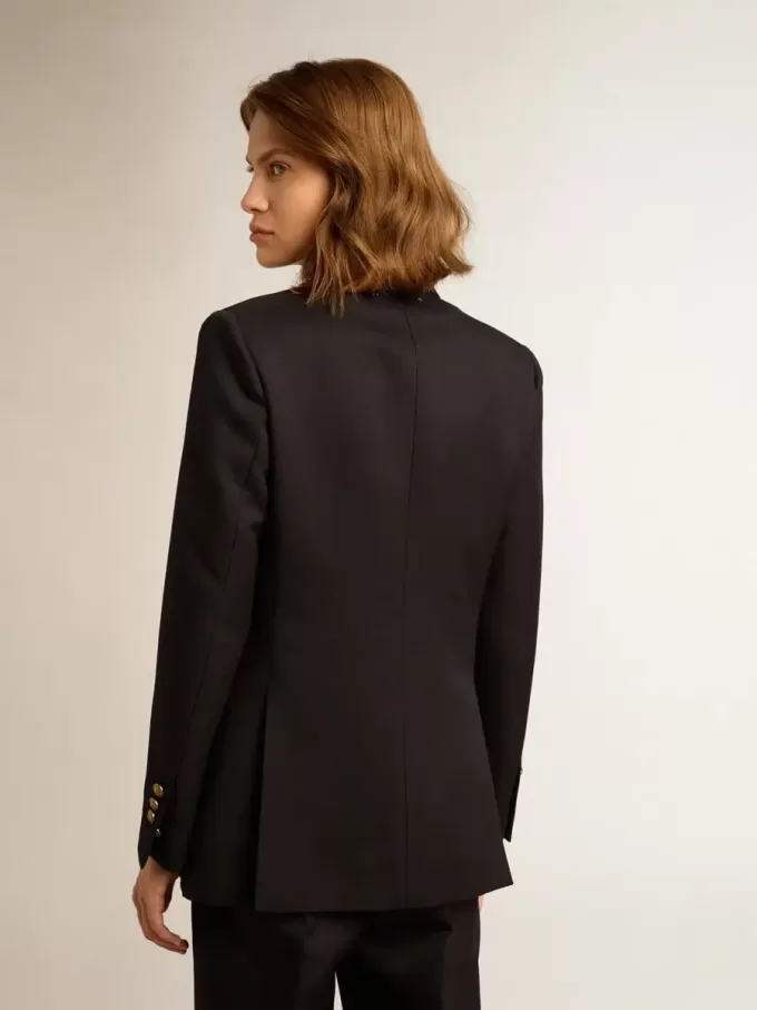 Blazer azul oscuro de doble botonadura para mujer Blazer azul oscuro de doble botonadura para mujer