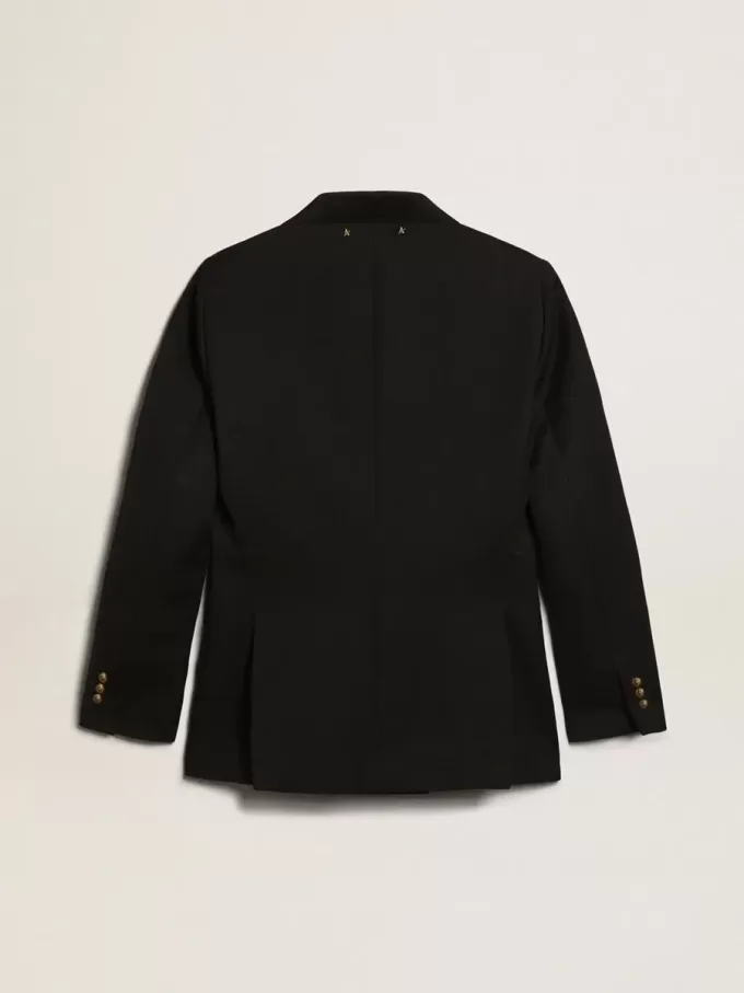Blazer azul oscuro de doble botonadura para mujer Blazer azul oscuro de doble botonadura para mujer