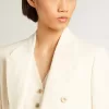Blazer blanco envejecido de doble botonadura para mujer Blazer blanco envejecido de doble botonadura para mujer