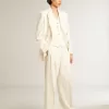 Blazer blanco envejecido de doble botonadura para mujer Blazer blanco envejecido de doble botonadura para mujer