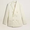 Blazer cruzado de color crema para hombre Blazer cruzado de color crema para hombre