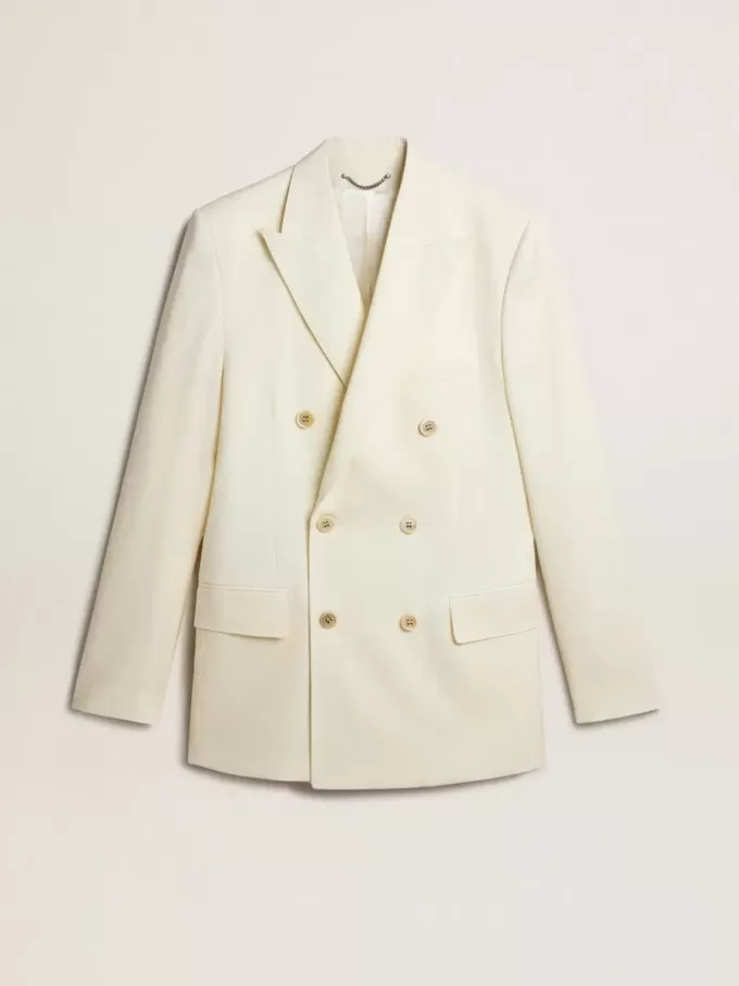 Blazer cruzado de color crema para hombre Blazer cruzado de color crema para hombre