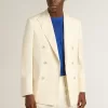 Blazer cruzado de color crema para hombre Blazer cruzado de color crema para hombre