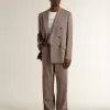 Blazer cruzado de lana mezclada con diseño chevron en color beige para hombre Blazer cruzado de lana mezclada con diseño chevron en color beige para hombre