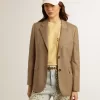 Blazer cruzado gris paloma para mujer Blazer cruzado gris paloma para mujer