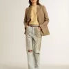 Blazer cruzado gris paloma para mujer Blazer cruzado gris paloma para mujer