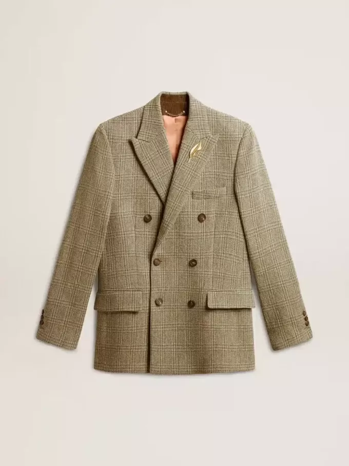 Blazer de doble botonadura para hombre en lana Shetland Blazer de doble botonadura para hombre en lana Shetland