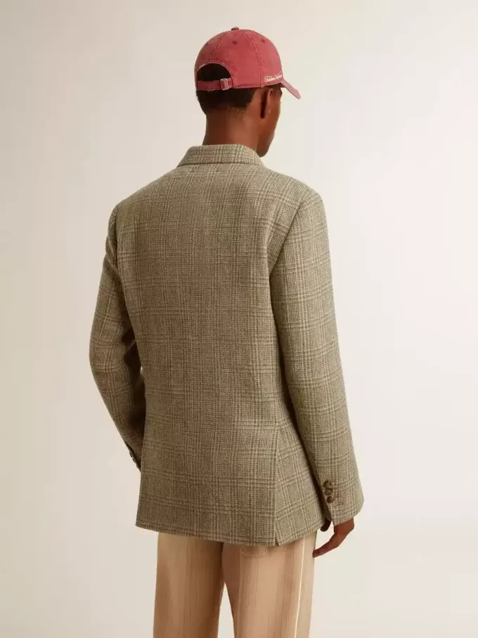 Blazer de doble botonadura para hombre en lana Shetland Blazer de doble botonadura para hombre en lana Shetland