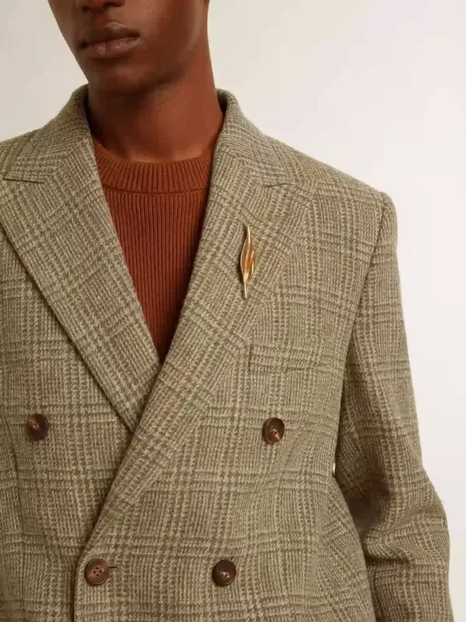 Blazer de doble botonadura para hombre en lana Shetland Blazer de doble botonadura para hombre en lana Shetland