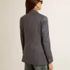 Blazer de doble botonadura para mujer en azul celeste Blazer de doble botonadura para mujer en azul celeste