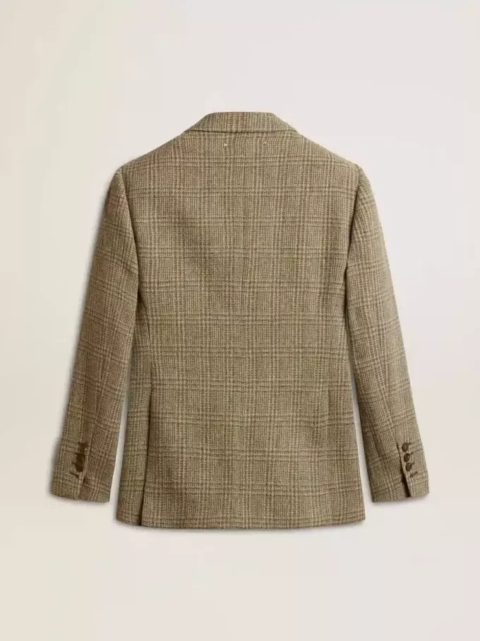 Blazer de doble botonadura para mujer en lana Shetland Blazer de doble botonadura para mujer en lana Shetland