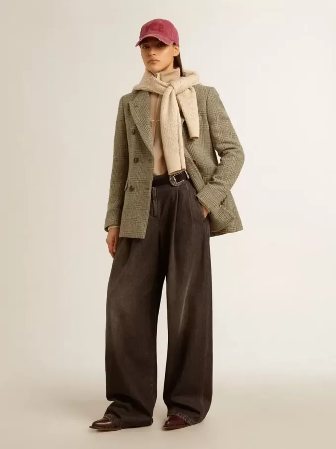 Blazer de doble botonadura para mujer en lana Shetland Blazer de doble botonadura para mujer en lana Shetland