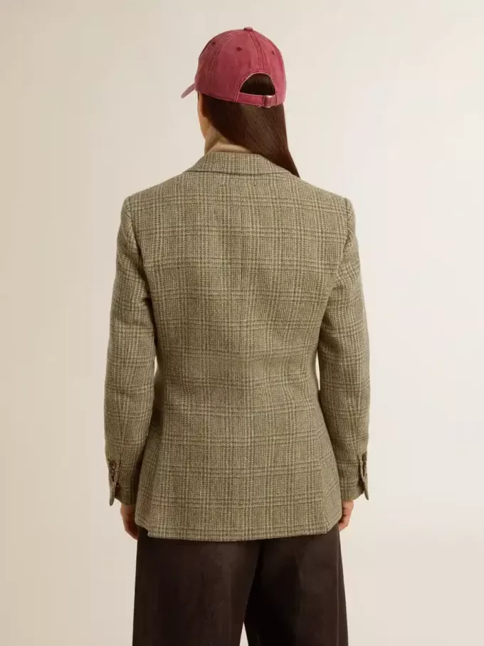Blazer de doble botonadura para mujer en lana Shetland Blazer de doble botonadura para mujer en lana Shetland
