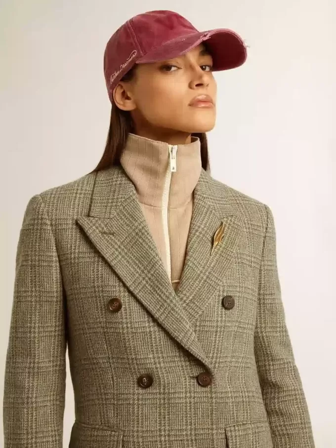 Blazer de doble botonadura para mujer en lana Shetland Blazer de doble botonadura para mujer en lana Shetland