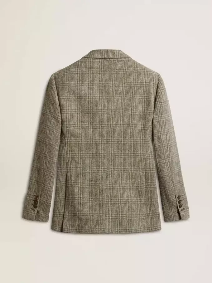 Blazer de doble botonadura para mujer en lana Shetland Blazer de doble botonadura para mujer en lana Shetland