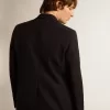 Blazer de hombre de una sola botonadura en gabardina de lana azul oscuro Blazer de hombre de una sola botonadura en gabardina de lana azul oscuro