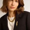 Blazer de mujer de un solo pecho en gabardina de lana azul oscuro Blazer de mujer de un solo pecho en gabardina de lana azul oscuro