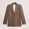 Blazer gris de botonadura sencilla para hombre en lana con estampado de pata de gallo Blazer gris de botonadura sencilla para hombre en lana con estampado de pata de gallo