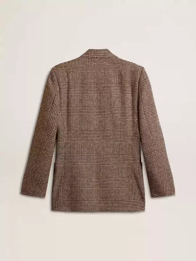 Blazer gris de botonadura sencilla para hombre en lana con estampado de pata de gallo Blazer gris de botonadura sencilla para hombre en lana con estampado de pata de gallo