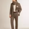 Blazer gris de botonadura sencilla para hombre en lana con estampado de pata de gallo Blazer gris de botonadura sencilla para hombre en lana con estampado de pata de gallo