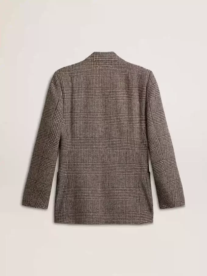 Blazer gris de botonadura sencilla para hombre en lana con estampado de pata de gallo Blazer gris de botonadura sencilla para hombre en lana con estampado de pata de gallo