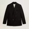 Blazer negro de doble botonadura para hombre con cierre de botones Blazer negro de doble botonadura para hombre con cierre de botones
