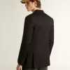 Blazer negro de doble botonadura para hombre con cierre de botones Blazer negro de doble botonadura para hombre con cierre de botones