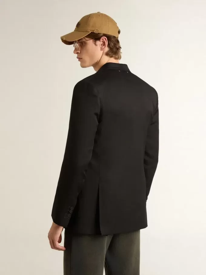 Blazer negro de doble botonadura para hombre con cierre de botones Blazer negro de doble botonadura para hombre con cierre de botones