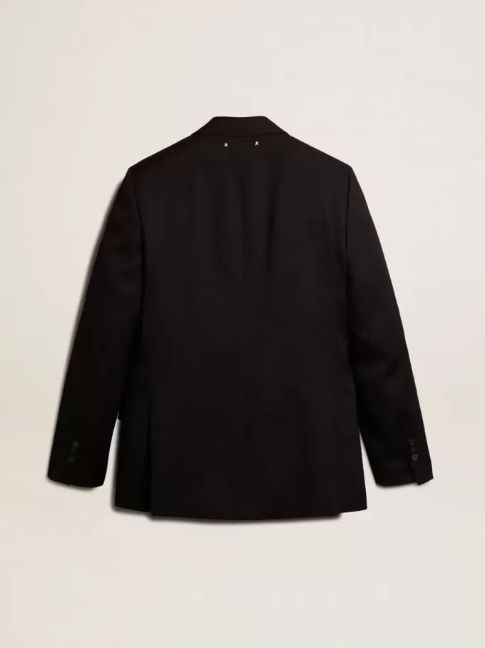 Blazer negro de doble botonadura para hombre con cierre de botones Blazer negro de doble botonadura para hombre con cierre de botones