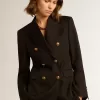 Blazer negro de doble botonadura para mujer Blazer negro de doble botonadura para mujer