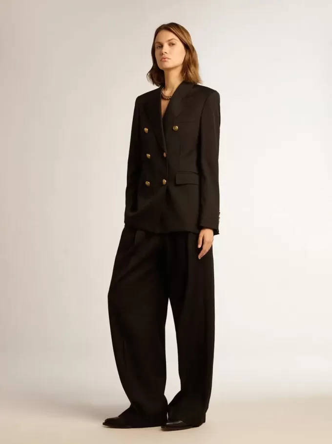 Blazer negro de doble botonadura para mujer Blazer negro de doble botonadura para mujer
