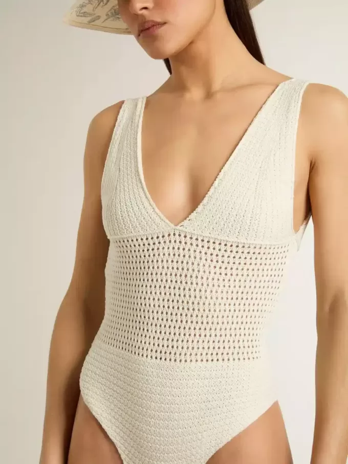 Body de croché para mujer en algodón blanco Body de croché para mujer en algodón blanco