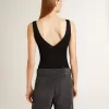 Body negro con cuello en V para mujer Body negro con cuello en V para mujer