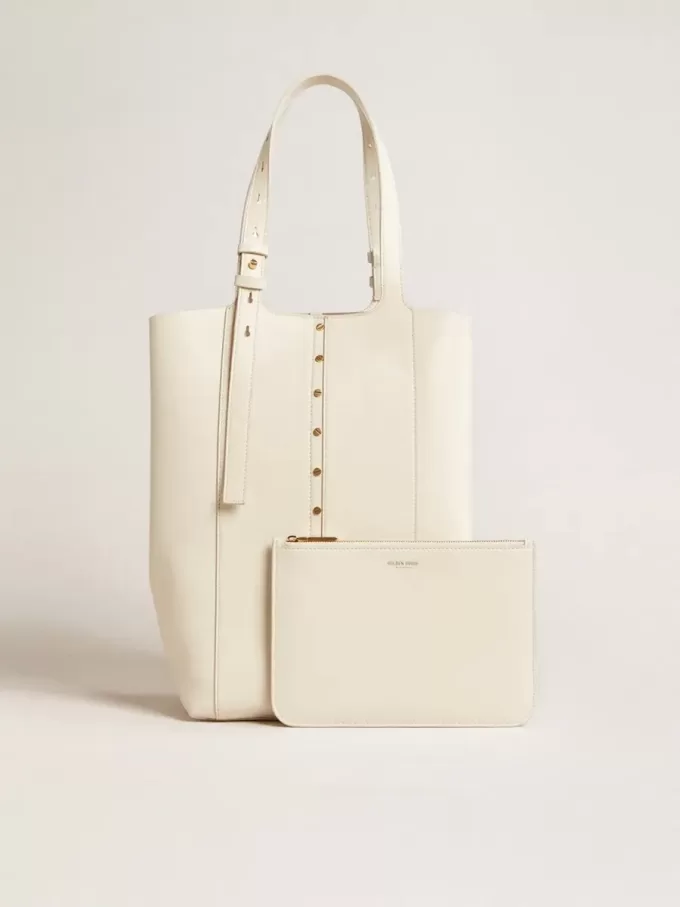 Bolso 24/7 North South en piel color mantequilla con asas ajustables
