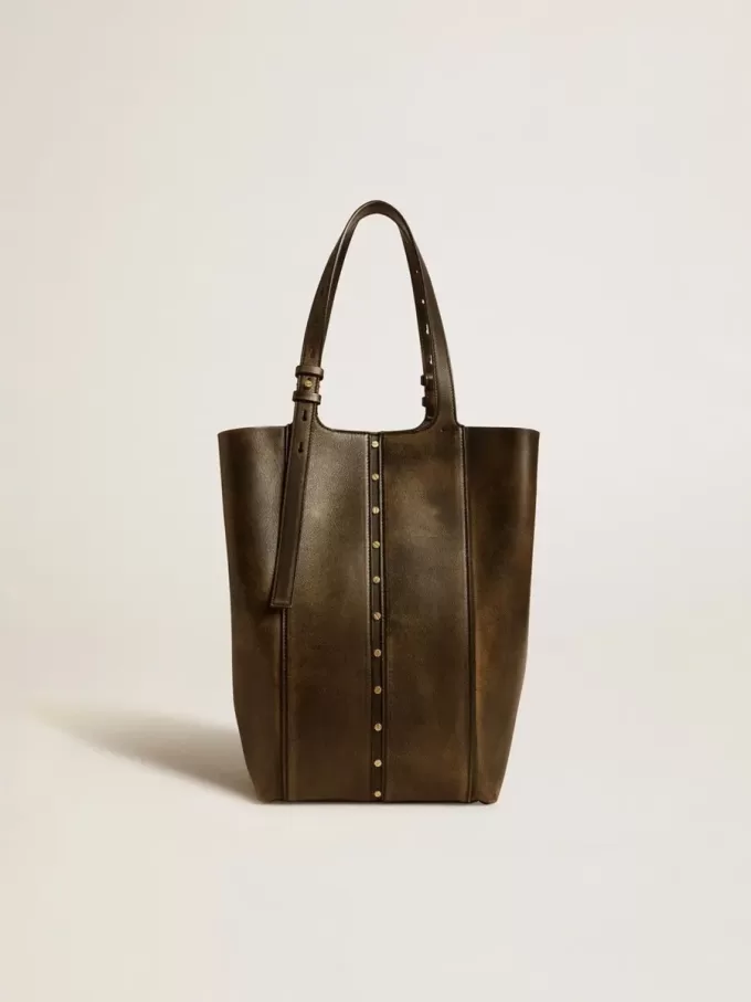 Bolso 24/7 North South en piel envejecida negra con asas ajustables