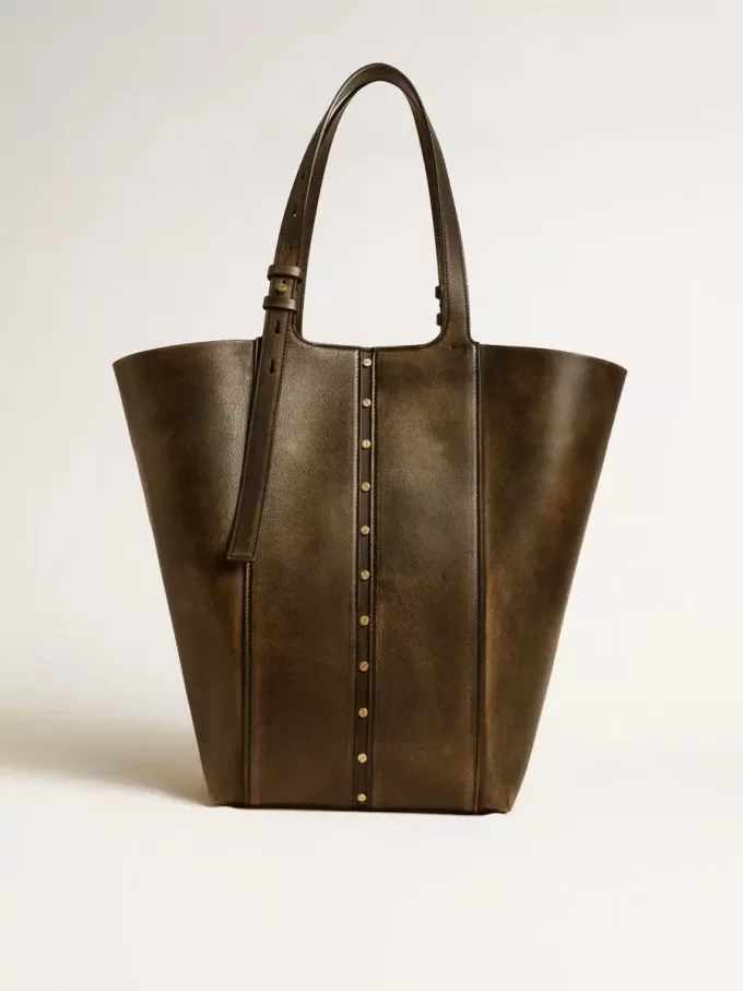 Bolso 24/7 North South en piel envejecida negra con asas ajustables