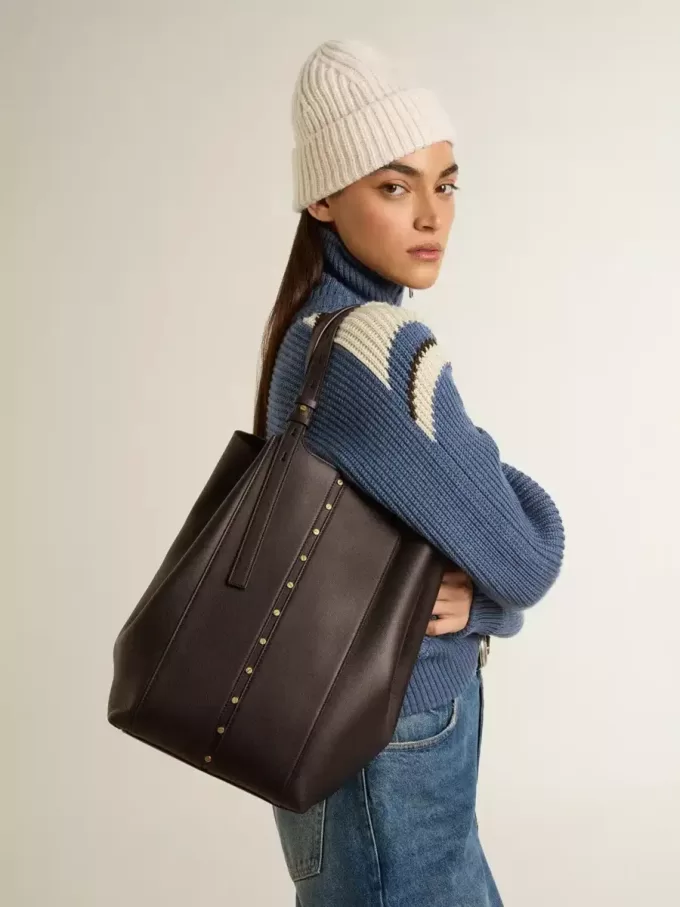 Bolso 24/7 North South en piel negra con asas ajustables Bolso 24/7 North South en piel negra con asas ajustables