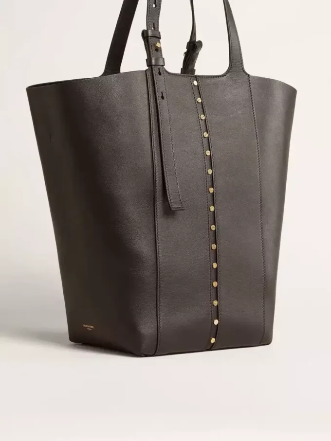 Bolso 24/7 North South en piel negra con asas ajustables Bolso 24/7 North South en piel negra con asas ajustables