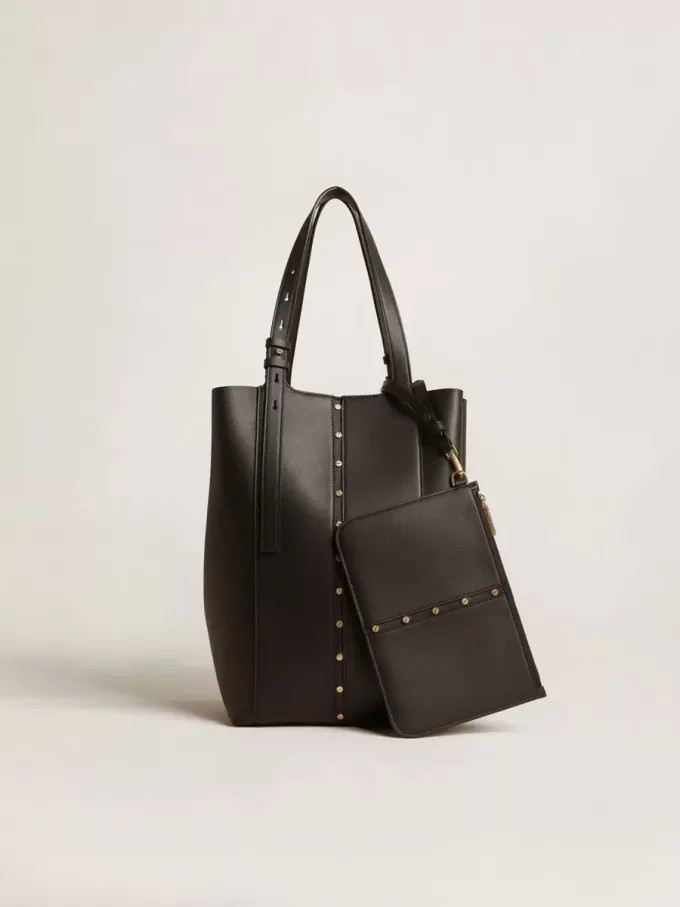 Bolso 24/7 North South en piel negra con asas ajustables Bolso 24/7 North South en piel negra con asas ajustables