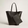 Bolso 24/7 North South en piel negra con asas ajustables Bolso 24/7 North South en piel negra con asas ajustables