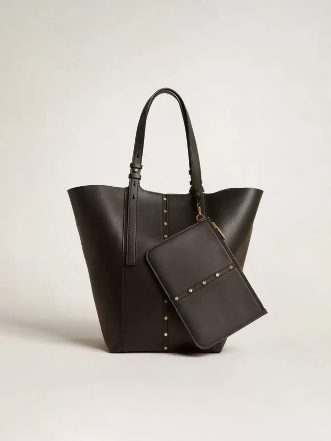 Bolso 24/7 North South en piel negra con asas ajustables Bolso 24/7 North South en piel negra con asas ajustables